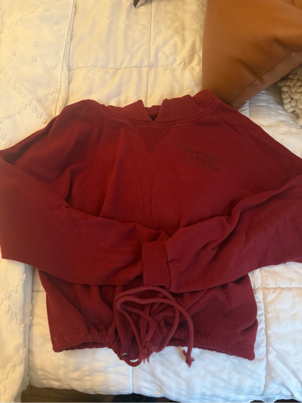 Abercrombie & Fitch Women's Burgundy Drawstring Crewneck